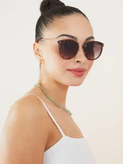 Accessorize - Lunettes de soleil Preppy rondes à pont métallique|Femme Lunettes De Soleil