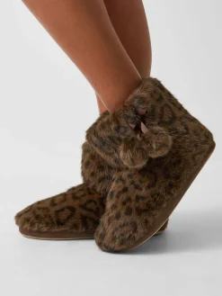 Online Accessorize Bottes Chaussons Léopard Duveteux