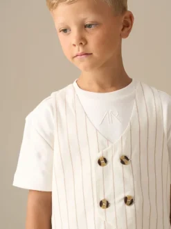 Angel & Rocket Jake Ensemble gilet à rayures double boutonnage et t-shirt| Costumes Et Gilets