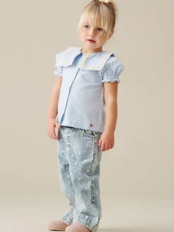 Angel & Rocket Jean Kiki brodé à pâquerettes à jambe large| Jeans Et Joggings|Jean