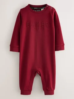 Baker by Ted Baker Barboteuse rouge/gris bordeaux et chapeau réversible| Barboteuses Et Salopettes