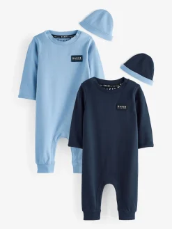 Baker by Ted Baker Bleu 100% Romper et Chapeaux réversibles en coton| Barboteuses Et Salopettes