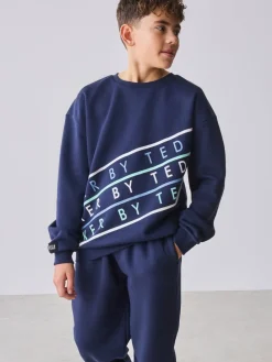 Baker by Ted Baker ensemble sweat-shirt graphique bleu marine oversize et joggings| Joggings|Sweats Et Sweats À Capuche