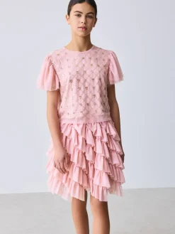New Baker by Ted Baker Rose 2 Pieces avec haut en maille à Sequins et jupe à volants