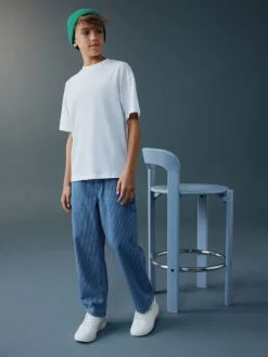 Best Next Bande bleue/Ecru - Jean en denim à enfiler (3-16ans)