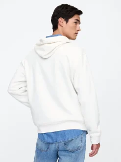 New Gap - À enfiler - Sweat à capuche doublé en polaire avec logo Blanc