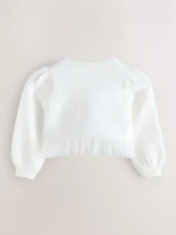 Best Baker by Ted Baker Blanc - Cardigan ourlet à volants en maille