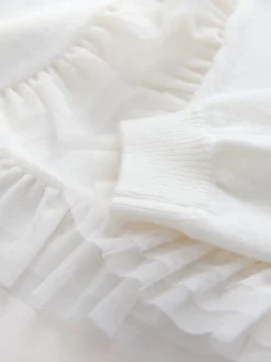 Best Baker by Ted Baker Blanc - Cardigan ourlet à volants en maille