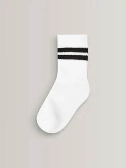 Hot Next - Cushioned Semelle intérieure Cotton Rich Ribbed Tipped Chaussettes 5 Lot Blanc