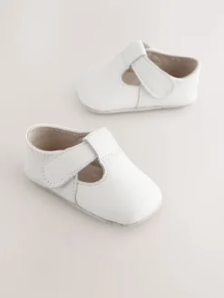 Next Blanc - Leather Bébé T-Bar Chaussures (0-24mths)| Premières Chaussures|Chaussures Bébé