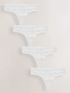 Best Next - Lot de 4 culottes en coton et dentelle Blanc