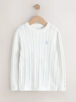Discount Next - Pull à col rond en maille torsadée (3-16ans) Blanc