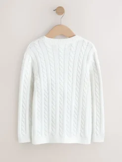 Discount Next - Pull à col rond en maille torsadée (3-16ans) Blanc