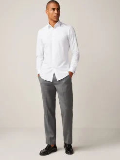 Clearance Next Blanc - Slim Fit (Slim Fit) - Chemise intelligente à double poignet facile d’entretien