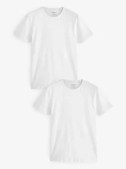 Next Blanc - Slim Fit (Slim Fit) - T-shirts de superposition en coton 100 %, lot de 2
