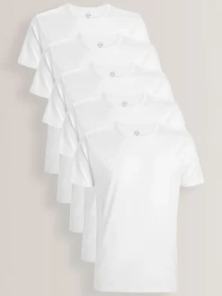 Next Blanc - Slim Fit (Slim Fit) - T-shirts de superposition en coton 100 %, lot de 5|Homme Sous-Vêtements|Sous-Vêtements