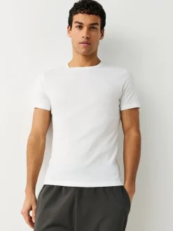 Next Blanc - Slim Fit (Slim Fit) - T-shirts de superposition en coton 100 %, lot de 5|Homme Sous-Vêtements|Sous-Vêtements