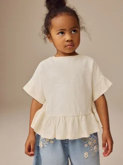 Hot Next - T-shirt péplum à manches courtes (3mois-7ans) Blanc