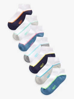 Sale Next Blanc/Bleu - Chaussettes d'entraînement Semelle intérieure coussinée 7 Pack