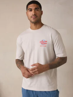 Next Blanc/Bleu - Ensemble pyjama graphique en jersey à manches courtes|Homme Pyjamas|Vêtements Détente