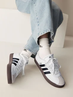 Discount adidas Blanc/Noir - Vl Cour 3.0 Baskets enfant en daim à lacets