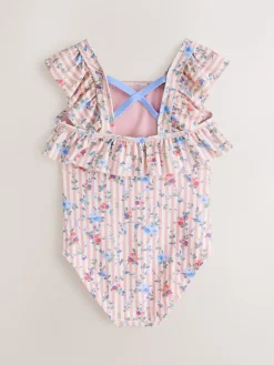 Outlet Laura Ashley Blanc/Rose - Maillot de bain à volants