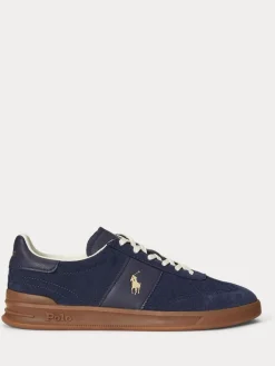 Polo Ralph Lauren Bleu - Baskets Hertitage Aera en daim mélangé|Homme Baskets