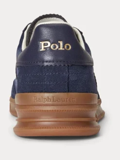 Polo Ralph Lauren Bleu - Baskets Hertitage Aera en daim mélangé|Homme Baskets