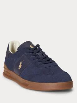 Polo Ralph Lauren Bleu - Baskets Hertitage Aera en daim mélangé|Homme Baskets