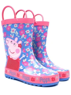 Clearance Vanilla Underground Bleu - Chaussures de pluie Peppa Pig pour enfants avec poignées