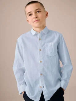 Sale Next Bleu - Chemise manches longues 100% lin (3-16ans)
