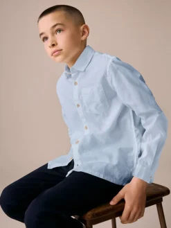 Sale Next Bleu - Chemise manches longues 100% lin (3-16ans)