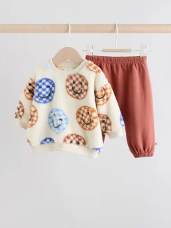 Best Next Bleu à damiers - Ensemble Bébé haut en polaire et Survêtement (0mois-2ans)