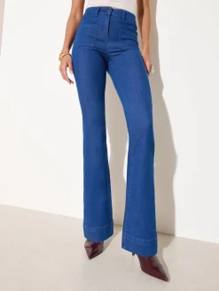 Clearance Friends Like These - Jean évasé à poche haute Bleu