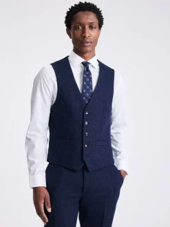 MOSS Bleu - Gilet Ajusté Donegal en tweed|Homme Gilets