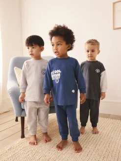 Best Next Bleu / Gris Slogan - Lot de 3 pyjamas décontractés (9mois à10ans)
