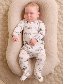 Purebaby Bleu - Lot de 2 combinaisons zippées imprimées| Grenouillères Et Dors-Bien