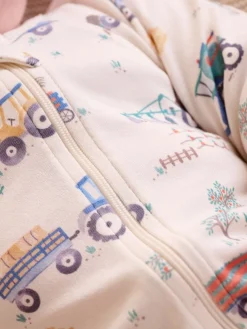 Purebaby Bleu - Lot de 2 combinaisons zippées imprimées| Grenouillères Et Dors-Bien