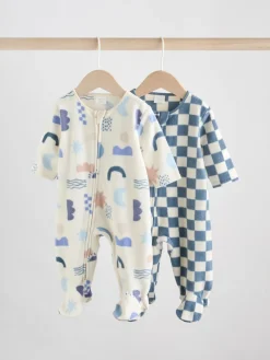 Outlet Next Bleu - Lot de 2 dors-bien bébé en micro polaire avec fermeture éclair bidirectionnelle