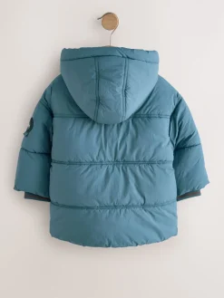 Best Next Bleu - Manteau rembourré doublé Borg Résistant à la douche (3mois-7ans)
