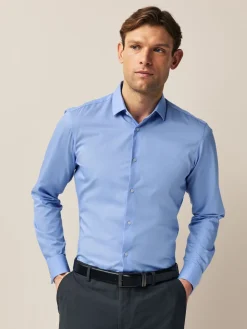 Best Next Bleu - Slim Fit (Slim Fit) - Chemises de nuit texturées à double poignet et d'entretien facile