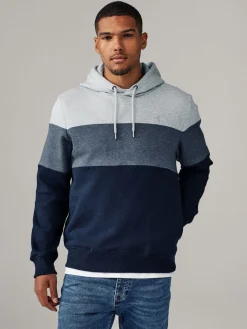 Discount Next Bleu - Sweat à capuche à enfiler - Sweat-shirt color block