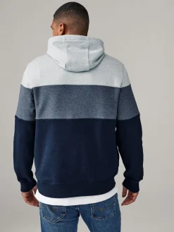 Discount Next Bleu - Sweat à capuche à enfiler - Sweat-shirt color block