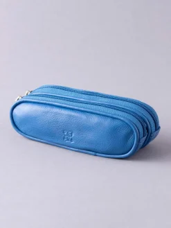 Online Lakeland Leather - Étui Lakeland en cuir à deux verres Bleu