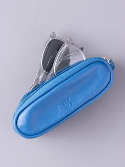 Online Lakeland Leather - Étui Lakeland en cuir à deux verres Bleu