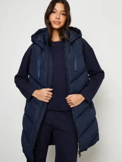 Discount Threadbare Bleu - Veste matelassée sans manches coupe longue