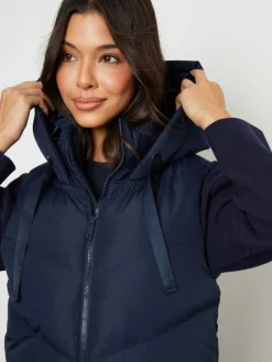 Discount Threadbare Bleu - Veste matelassée sans manches coupe longue