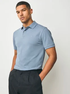 Hot Next - Slim Fit (Slim Fit) - Polo Manches courtes Pique Bleu acier