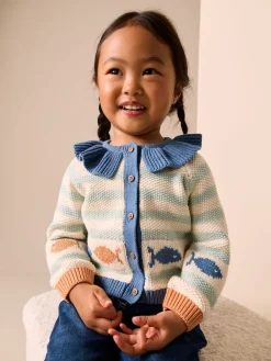 Discount Next Bleu clair - Cardigan à col Rayure poisson (3mois-7ans)