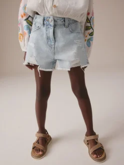 New Next Bleu clair - 100Shorts en coton % Frayed Edge Distressed (3-16yrs)